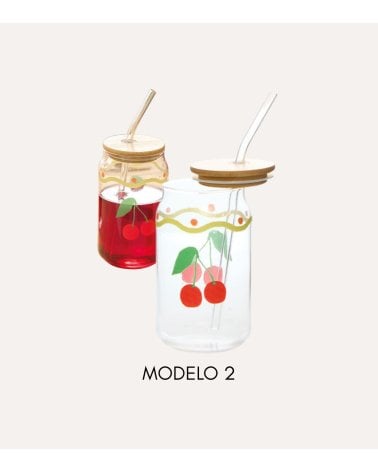 Vaso Fruity con Pajita de Vidrio