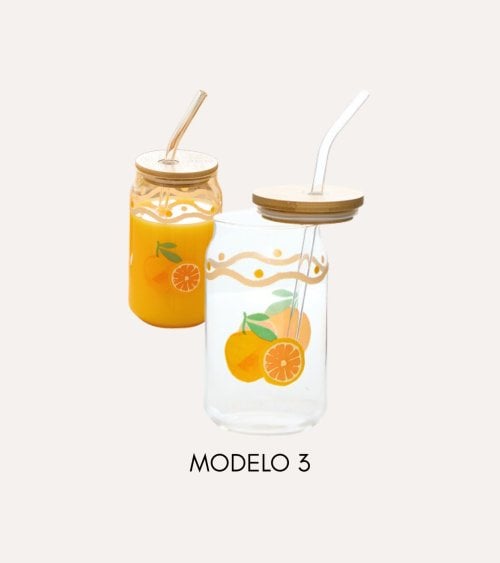 Vaso Fruity con Pajita de Vidrio