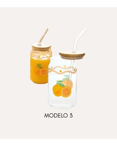 Vaso Fruity con Pajita de Vidrio