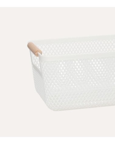 Cesta de Rejilla con Asa de Madera de Plástico