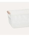Cesta de Rejilla con Asa de Madera de Plástico