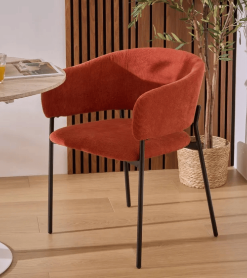 Silla Solea de Acero y Terciopelo Acanelado