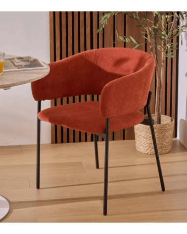 Silla Solea de Acero y Terciopelo Acanelado