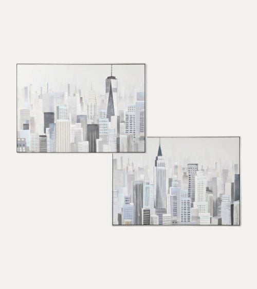 Cuadro Lienzo de Ciudad con Marco de Plástico