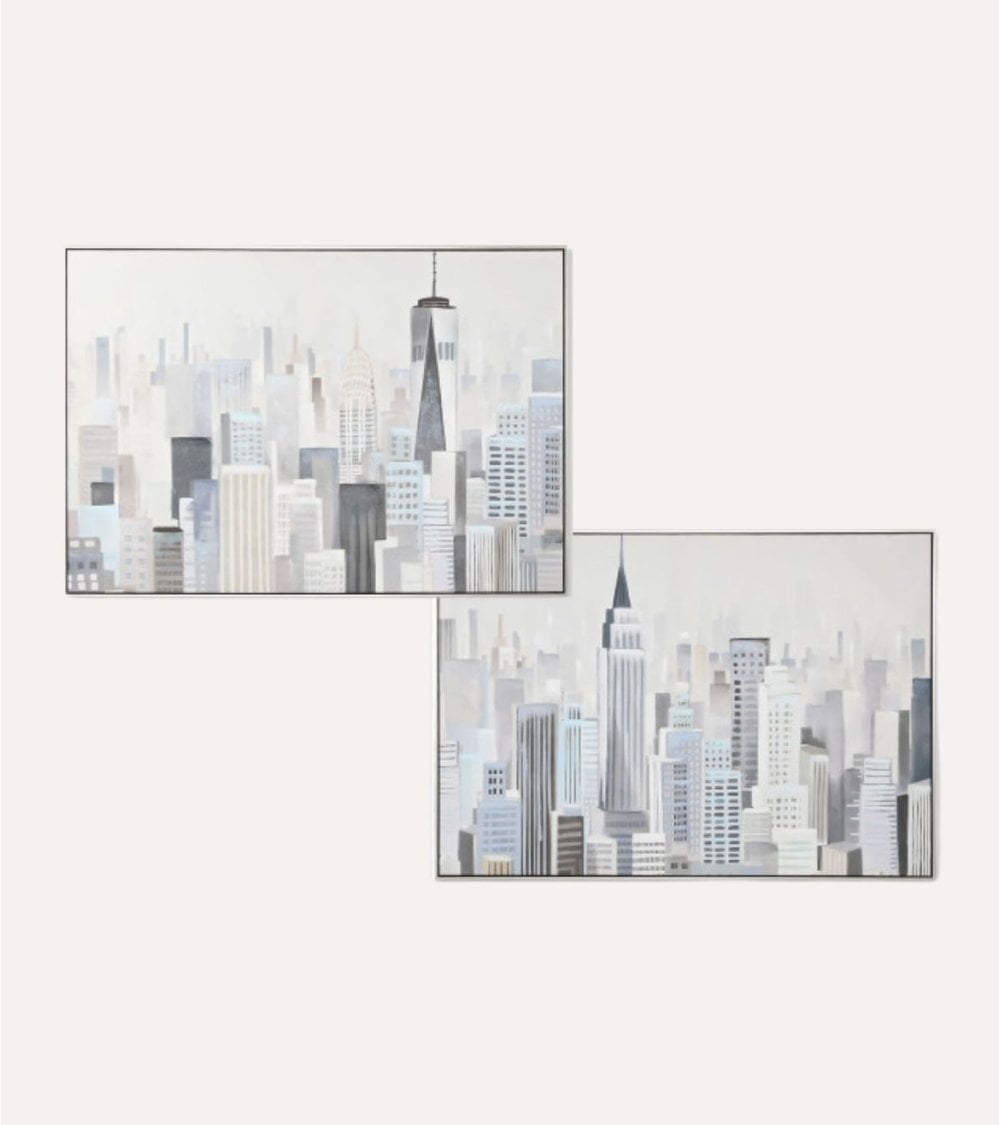 Cuadro Lienzo de Ciudad con Marco de Plástico