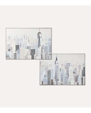 Cuadro Lienzo de Ciudad con Marco de Plástico
