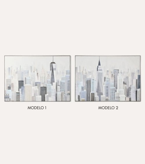 Cuadro Lienzo de Ciudad con Marco de Plástico