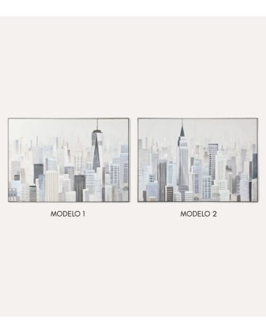 Cuadro Lienzo de Ciudad con Marco de Plástico