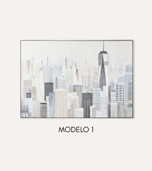 Cuadro Lienzo de Ciudad con Marco de Plástico
