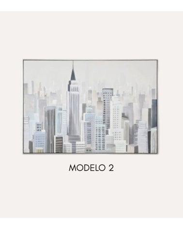 Cuadro Lienzo de Ciudad con Marco de Plástico