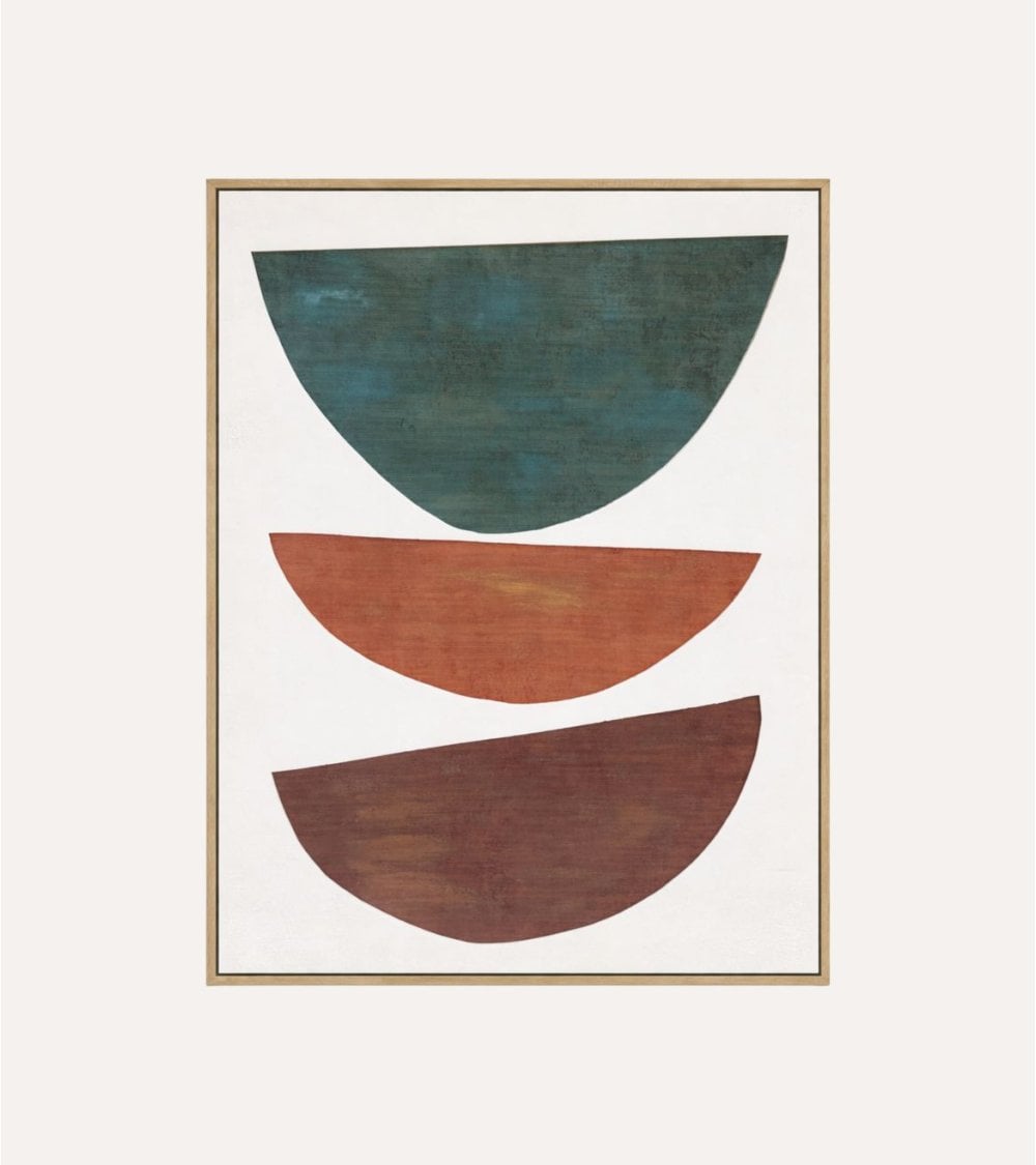 Cuadro Lienzo Semicírculos Abstractos de Madera Natural