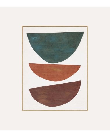 Cuadro Lienzo Semicírculos Abstractos de Madera Natural