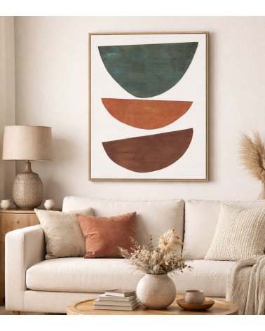 Cuadro Lienzo Semicírculos Abstractos de Madera Natural