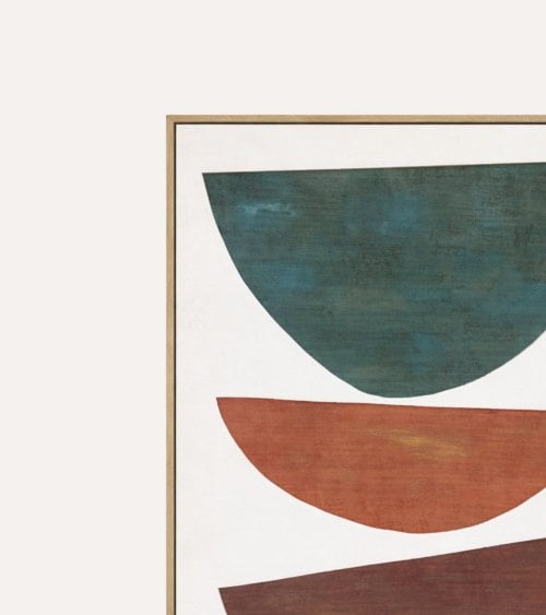 Cuadro Lienzo Semicírculos Abstractos de Madera Natural