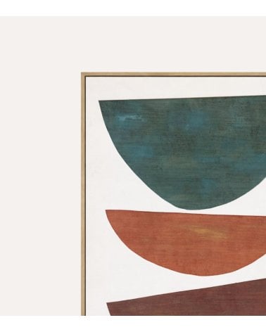 Cuadro Lienzo Semicírculos Abstractos de Madera Natural