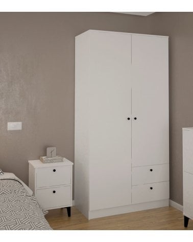 Armario Soft con 2 Puertas Abatibles y 5 Cajones de Melamina