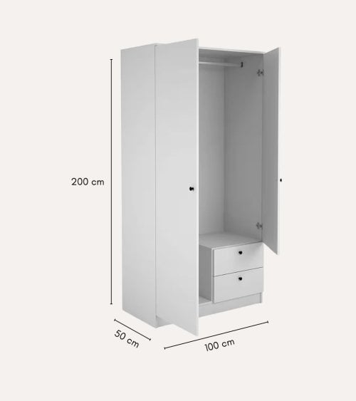 Armario Soft con 2 Puertas Abatibles y 5 Cajones de Melamina