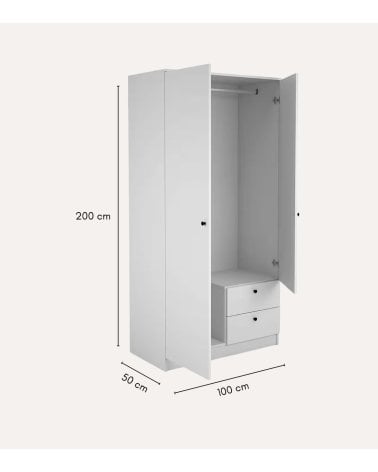 Armario Soft con 2 Puertas Abatibles y 5 Cajones de Melamina