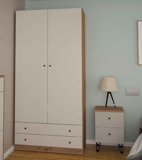 Armario Cashmere con 2 Puertas y 2 Cajones de Melamina