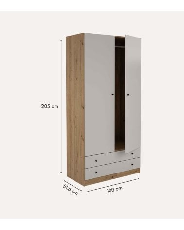 Armario Cashmere con 2 Puertas y 2 Cajones de Melamina