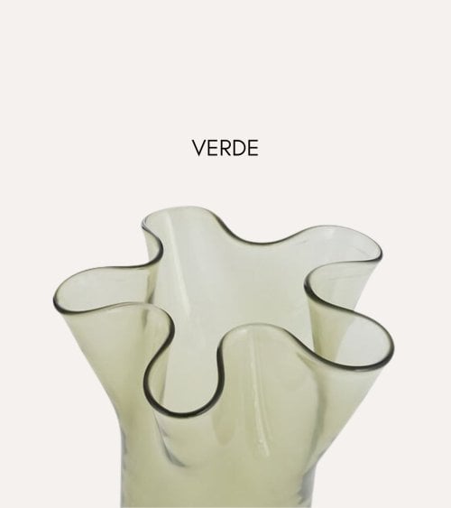 Jarrón Flor con Borde Festoneado de Vidrio Tintado