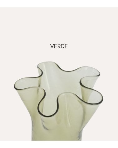 Jarrón Flor con Borde Festoneado de Vidrio Tintado