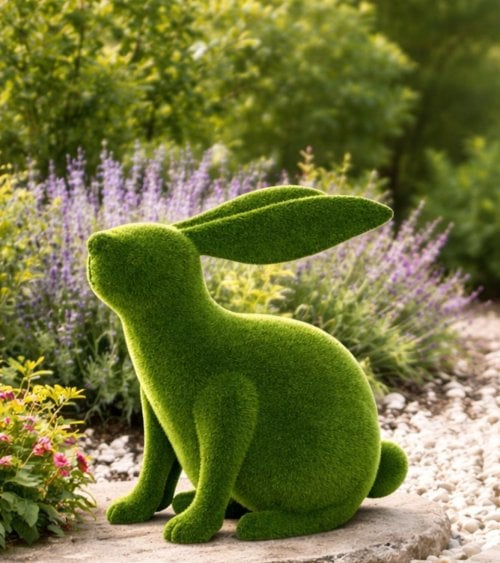 Figura Decorativa Conejo con Efecto Césped para Exteriores