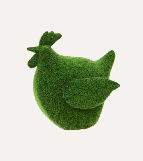Figura Decorativa Gallina con Efecto Césped para Exteriores