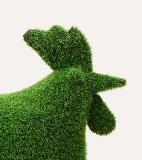 Figura Decorativa Gallina con Efecto Césped para Exteriores