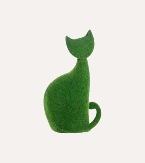 Figura Decorativa Gato con Efecto Césped para Exteriores