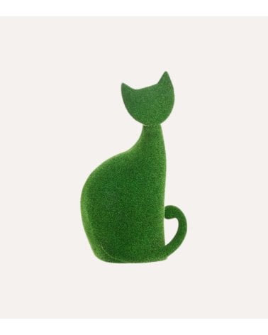 Figura Decorativa Gato con Efecto Césped para Exteriores