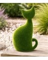 Figura Decorativa Gato con Efecto Césped para Exteriores