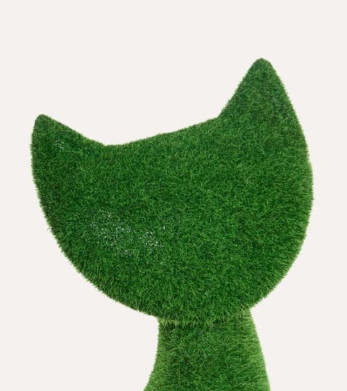 Figura Decorativa Gato con Efecto Césped para Exteriores