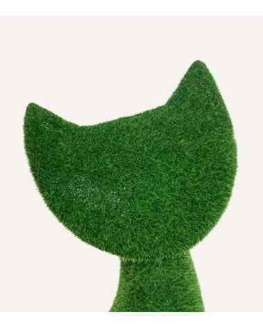 Figura Decorativa Gato con Efecto Césped para Exteriores