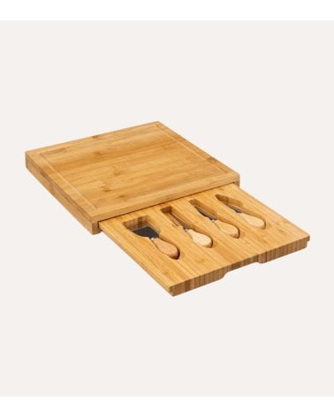 Set de Tabla de Corte para Quesos con Utensilios de Bambú
