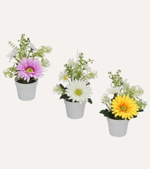 Planta Decorativa con Flores Gerbera de plástico