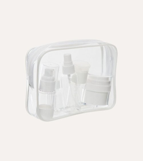 Neceser de Viaje Clear con 5 Accesorios de Silicona
