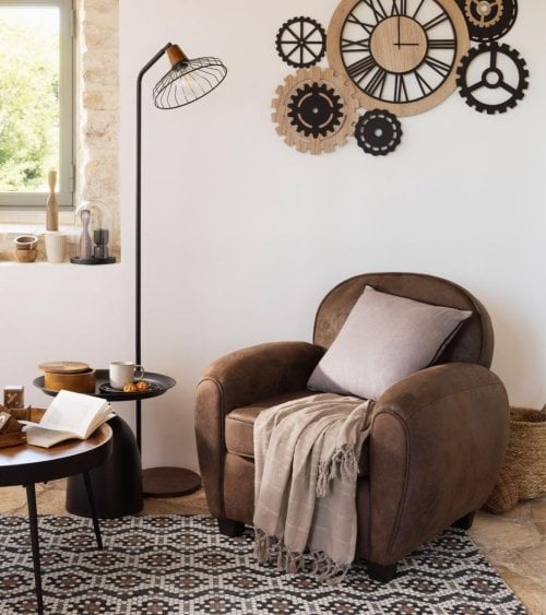Sillón Stanis Efecto Cuero Vintage de Poliéster