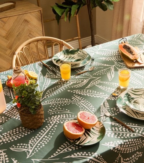 Mantel Antimanchas Tropical con Puntos de Poliéster