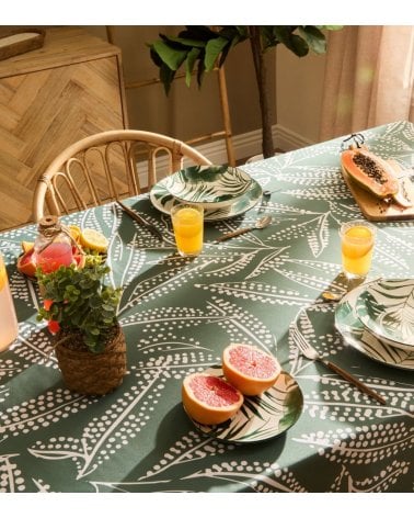 Mantel Antimanchas Tropical con Puntos de Poliéster