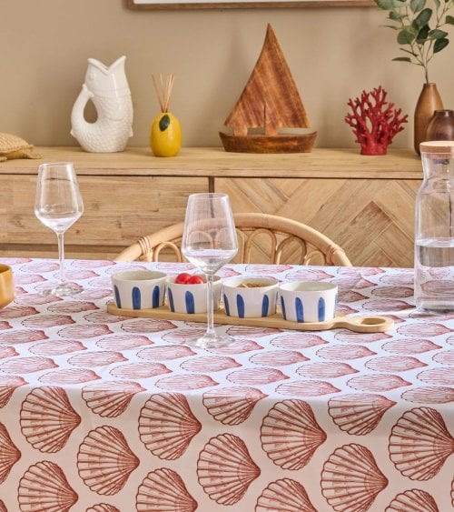 Mantel Antimanchas Oceanía de Conchas de Mar de Poliéster