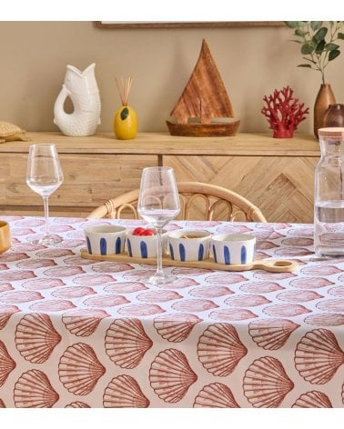 Mantel Antimanchas Oceanía de Conchas de Mar de Poliéster