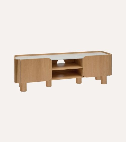 Mueble de TV Homelya con 2 Puertas de Madera de Hevea