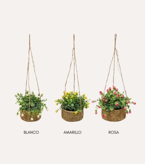 Planta Colgante Decorativa Mini Rosas de Plástico