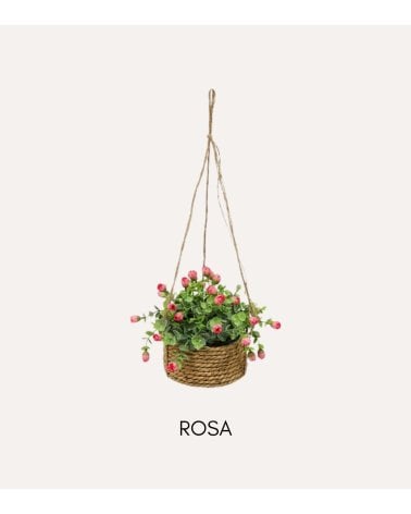 Planta Colgante Decorativa Mini Rosas de Plástico