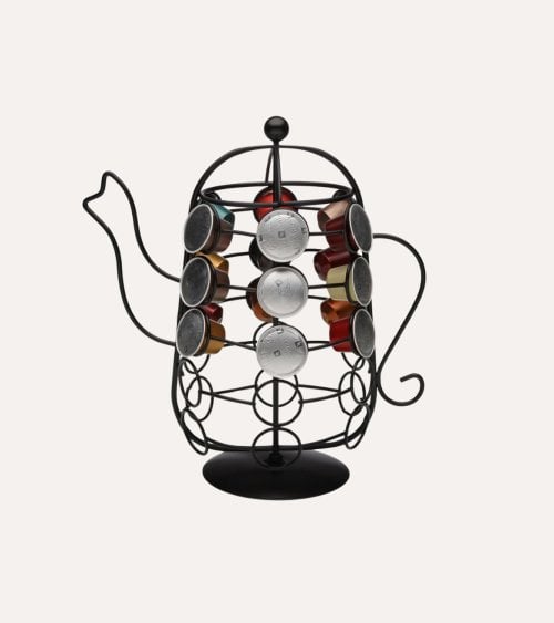 Portacápsulas en Forma de Cafetera para 30 Cápsulas de Metal