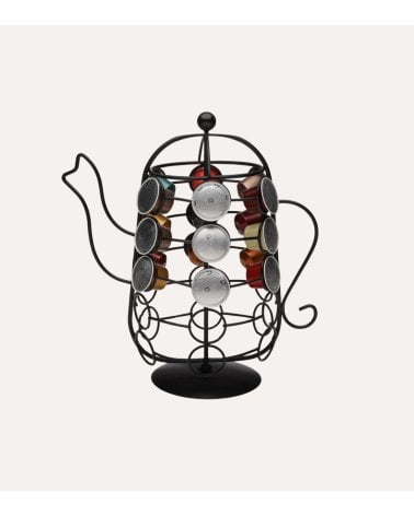 Portacápsulas en Forma de Cafetera para 30 Cápsulas de Metal