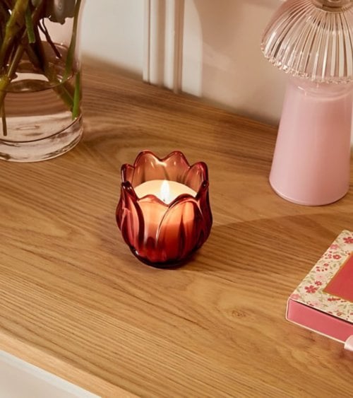 Vela Aromática Flor de Hada de Vidrio Tintado