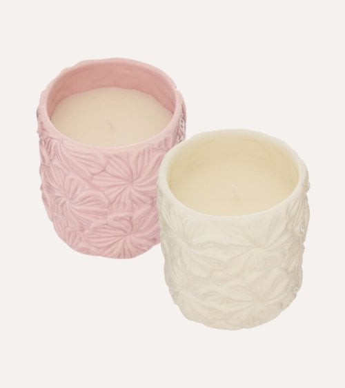 Vela Aromática Flores Talladas de Cerámica