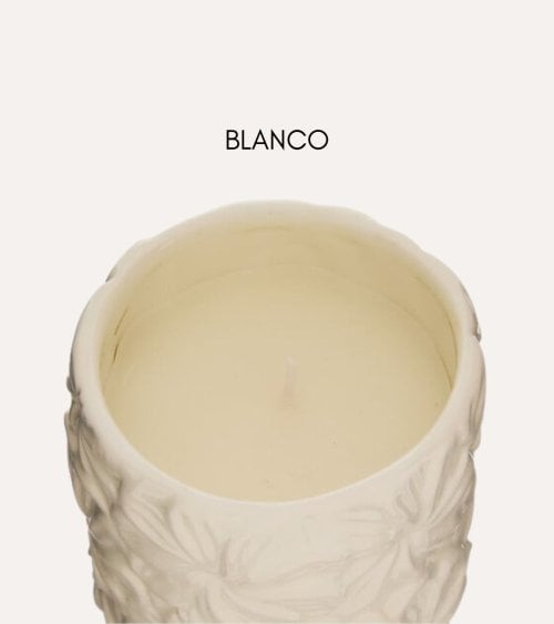 Vela Aromática Flores Talladas de Cerámica